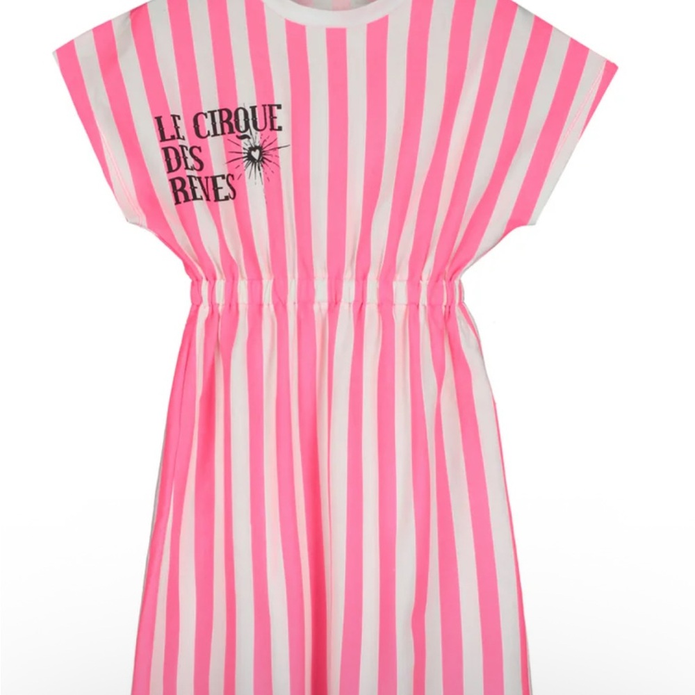 Pink and White Striped Kids Casual Dress